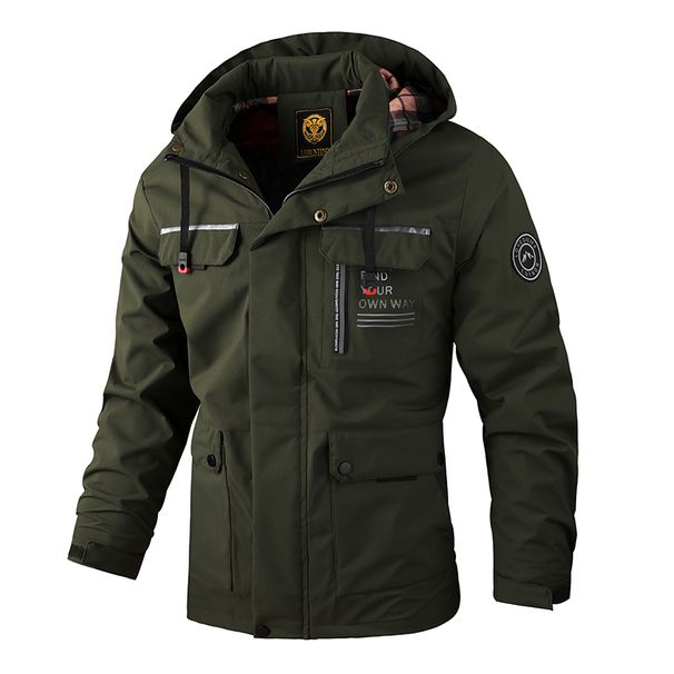 Herren Lässige Windjacken Kapuzenjacke Mann Wasserdichte Outdoor Softshell Mantel Kleidung_voghion.com