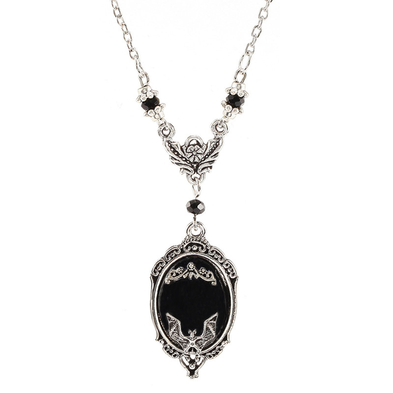 Qianbihe Collana con ciondolo vintage Collana con pipistrello di Halloween gotico squisito per feste-nera_voghion.com