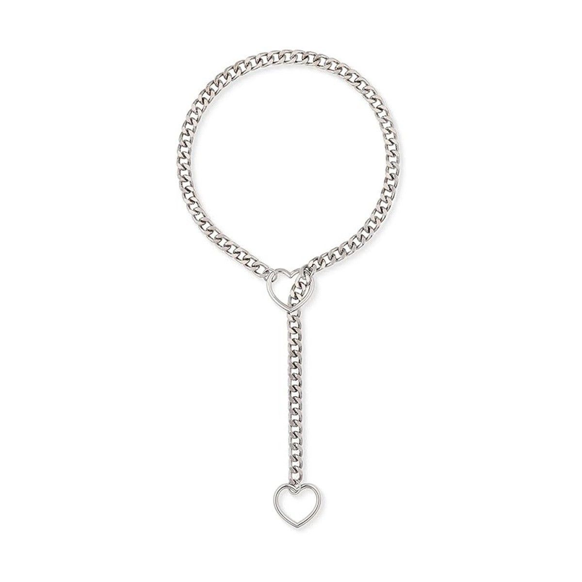Collana con anello scorrevole a forma di cuore in acciaio al titanio, stile unisex, personalità, catena cubana, gioielli di alta gamma_voghion.com