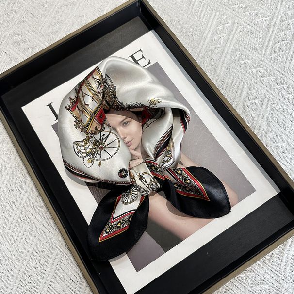 Sciarpa in seta di gelso 100%, stile vintage, piccola carrozza, 53 cm, per donna, autunno e inverno, di alta qualità, all'ingrosso_voghion.com