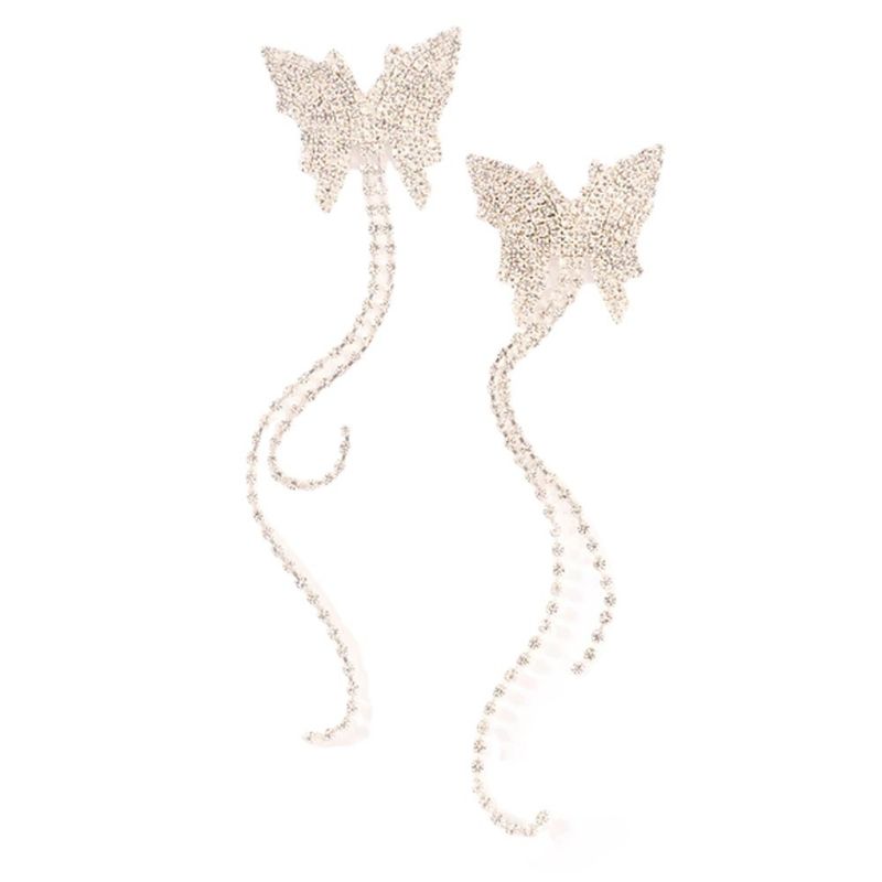 Orecchini da donna con strass e nappa a forma di farfalla, lunghi e semplici, con temperamento, diametri completi_voghion.com