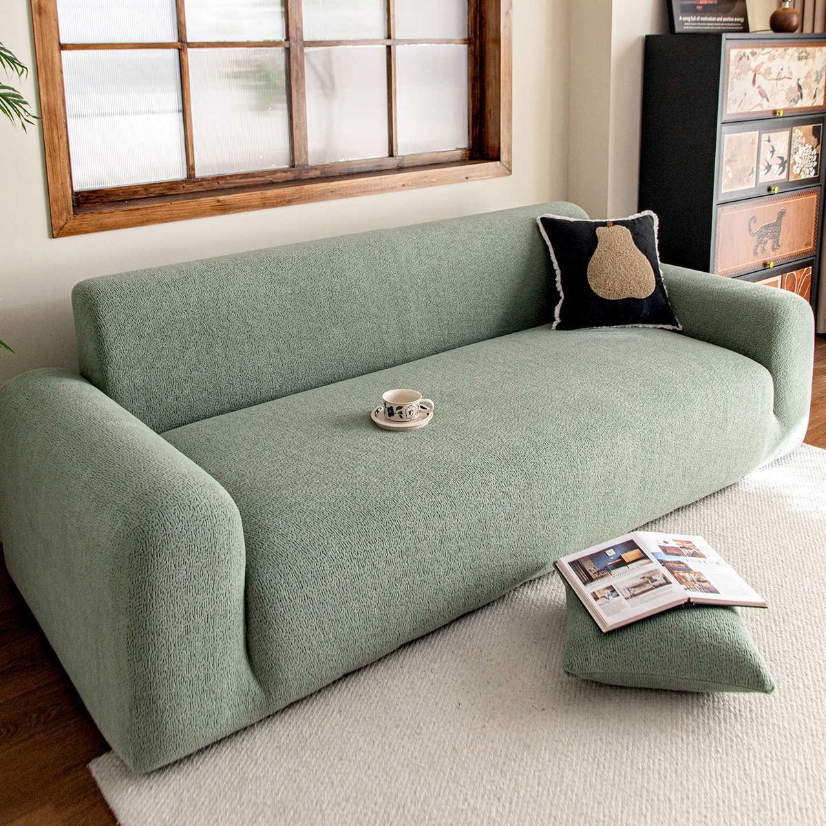 Copridivano in morbido pile: leggero, accogliente e universale (5 colori neutri, 6 misure, include federe per cuscini)_voghion.com