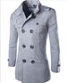 Herrenbekleidung einfarbiger großer Wollmantel trendiger zweireihiger Wollmantel für Herren Wollwindjacke für Herren_voghion.com