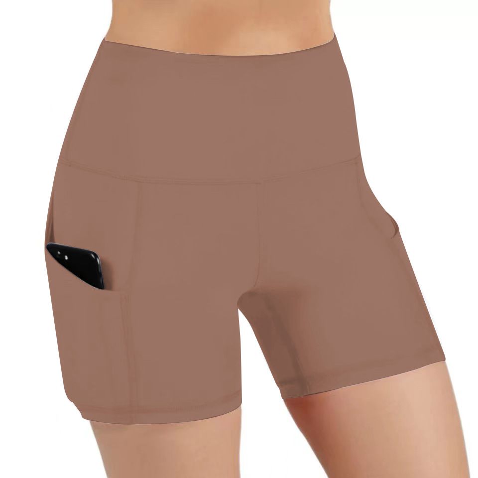 Women’s Clothing Hip Lifting Fitness Running High Waisted Sports Shorts For Women With Mobile Phone Side Pockets Yoga Leggings_voghion.com