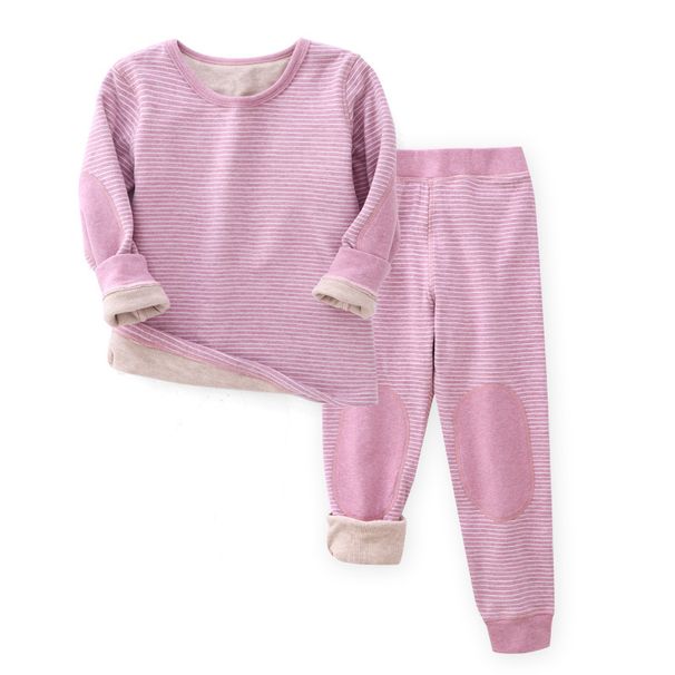 Processing Children's Warm Underwear Set Autumn And Winter Plus Fleece Thickened Cuhk Children Long Johns Boys And Girls Home Wear_voghion.com