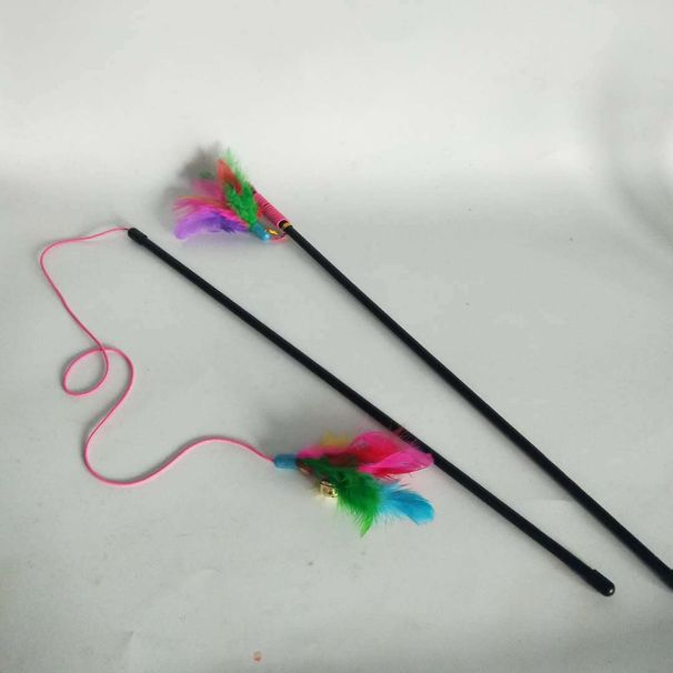 Zabawka dla zwierząt w kształcie piórka, kolorowa różdżka do zabawy dla kota_voghion.com