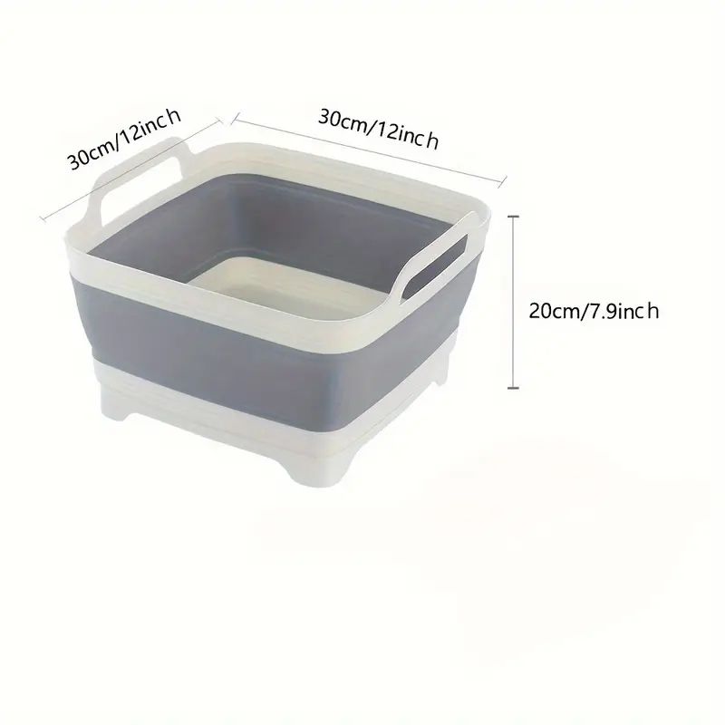 Silicone Collapsible Bucket With Drain Plug 1pc Portable Folding Basin For Camping Fishing Picnics Large Capacity Easy Storage_voghion.com