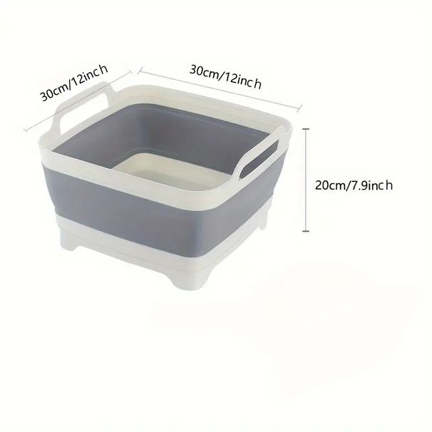Silicone Collapsible Bucket With Drain Plug 1pc Portable Folding Basin For Camping Fishing Picnics Large Capacity Easy Storage_voghion.com