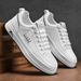 Men's Breathable Casual Sneakers - Lightweight Slip-On White Shoes For Summer, Fashionable Low-Top Lace-Up Loafers With Comfortable EVA Insole_voghion.com