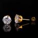Titanium Steel Zircon Earrings – Fashion 6-Claw Round Studs, 18K Gold Plated Unisex Piercing Jewelry_voghion.com
