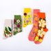 Women's socks Autumn autumn and winter new bright color flower series creative pattern in cylinder color woven cotton women's socks casual socks_voghion.com