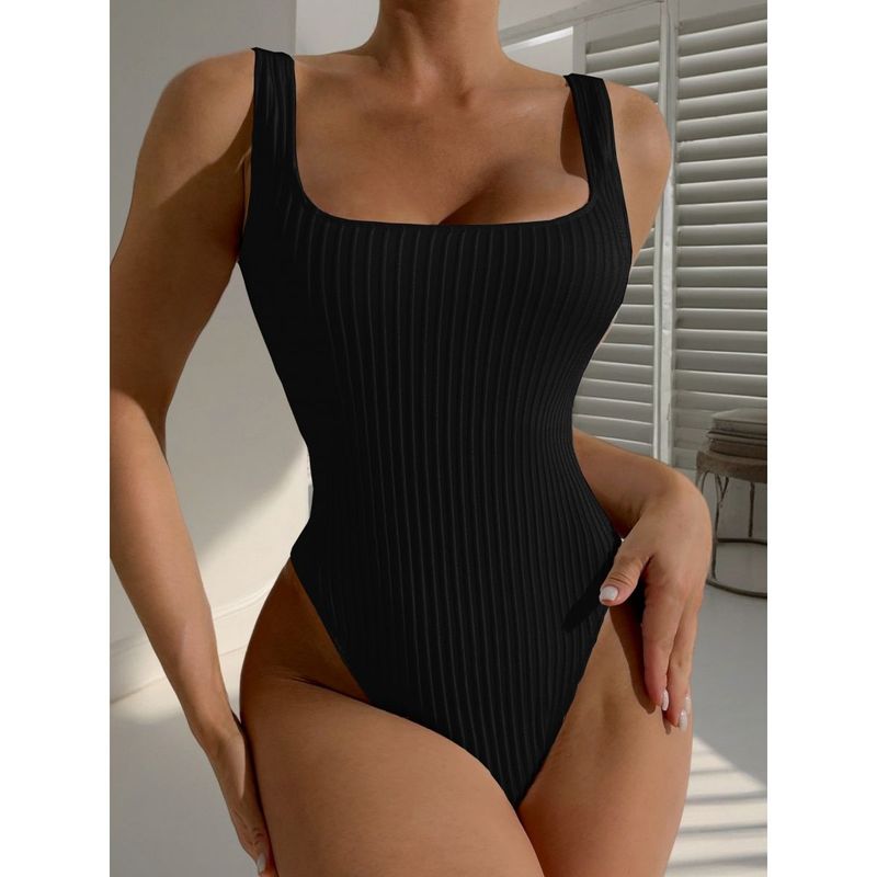 Nuovo costume intero conservatore con bikini integrato in tinta unita_voghion.com