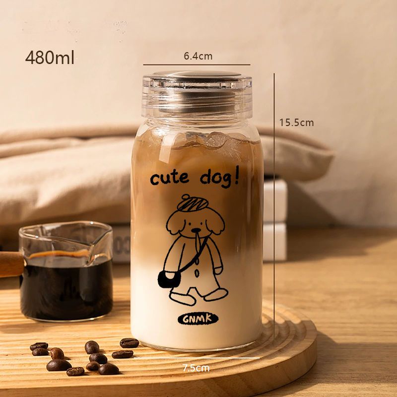 Copo de vidro com alto teor de borosilicato para café, leite de soja, suco, água, leite com tampa, bebida portátil de alto valor, 2025_voghion.com