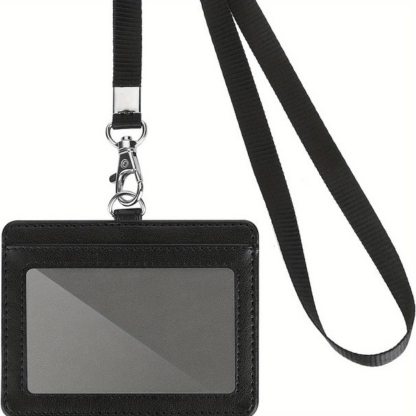 PU Work Card Holder Work Badge Badge Lanyard Employee Bus Access Card Holder_voghion.com