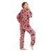 Underwear & Sleepwears Red Heart Print Flannel Hooded Onesie Pajamas - Soft & Cozy Sleepwear For Fall, Home Lounge Wear (Rose Red, S-XXL)_voghion.com