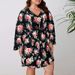 Plus size clothes elegant floral print long sleeved plus size dress for spring and summer vacation, loose lotus leaf sleeves, A line mid length skirt_voghion.com