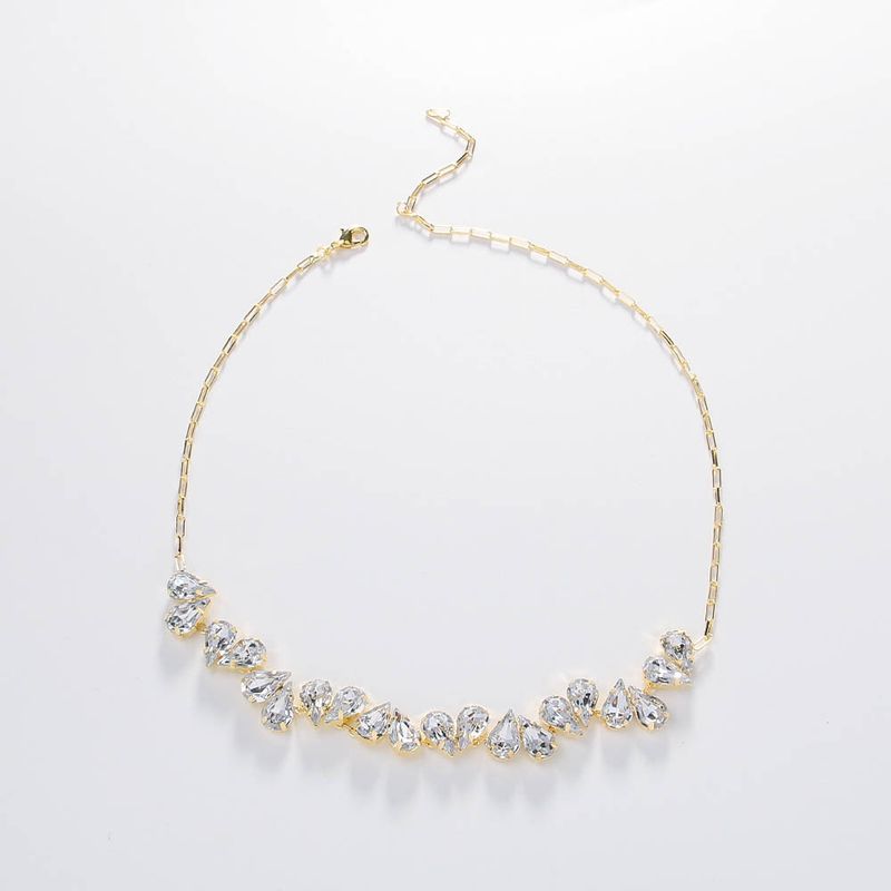 Choker con gocce d'acqua intarsiate in rame a forma di cuore con strass_voghion.com