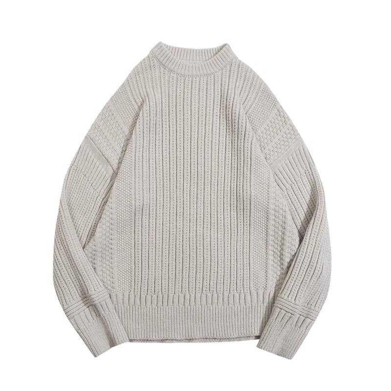 Lazy style sweater men's autumn and winter new item thick round neck pullover knitted sweater casual versatile trend_voghion.com