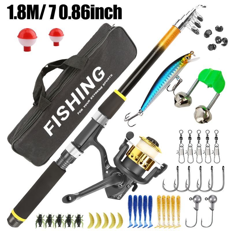 Sea Lure Full Combination Hard Soft Bait Reel Retractable Fishing Rod Beginner Set Complete_voghion.com