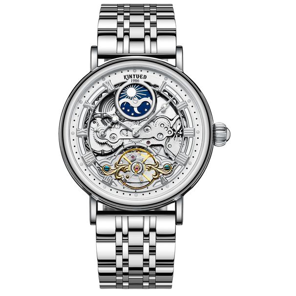 Automatisk herrklocka Rostfritt stål Stjärnklocka Mekanisk klocka Tourbillon Hollow Mekanisk herrklocka_voghion.com