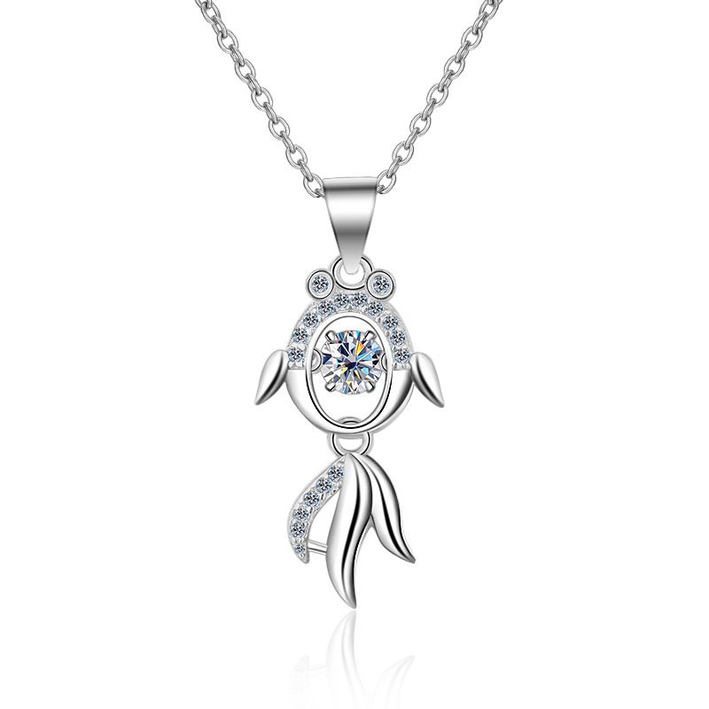Tancise 0.3CT Moissanite Pendant For Women Diamond Koi Fish Necklace  Sterling Silver Jewelry Girl Birthday Party Gift_voghion.com