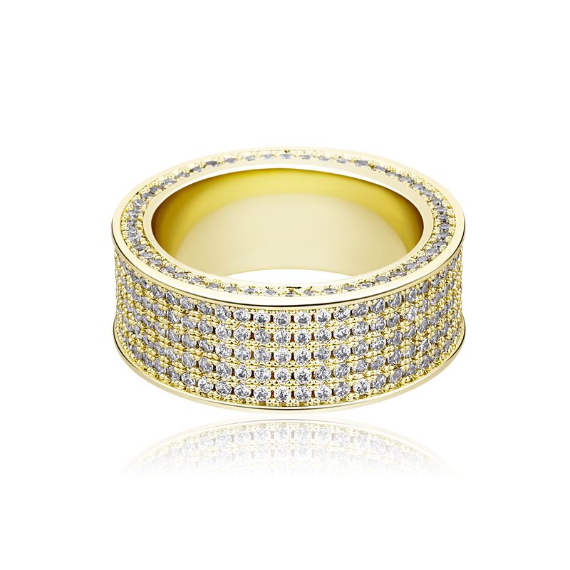 Anello impilabile Hip Hop da uomo e da donna con zirconi micro-pavé in oro o argento, design geometrico minimalista per l'uso quotidiano._voghion.com