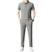 2025 Feel Running Sports Suit For Men Summer Thin Ice Silk Turn-down Collar T-shirt Men's Casual Set_voghion.com