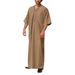 Muslim Jubba Thobe Einfarbiger Knopf Kimono Mittelrobe Saudi Musulman Shirt Stehkragen Islamischer Arabischer Kaftan Männer_voghion.com