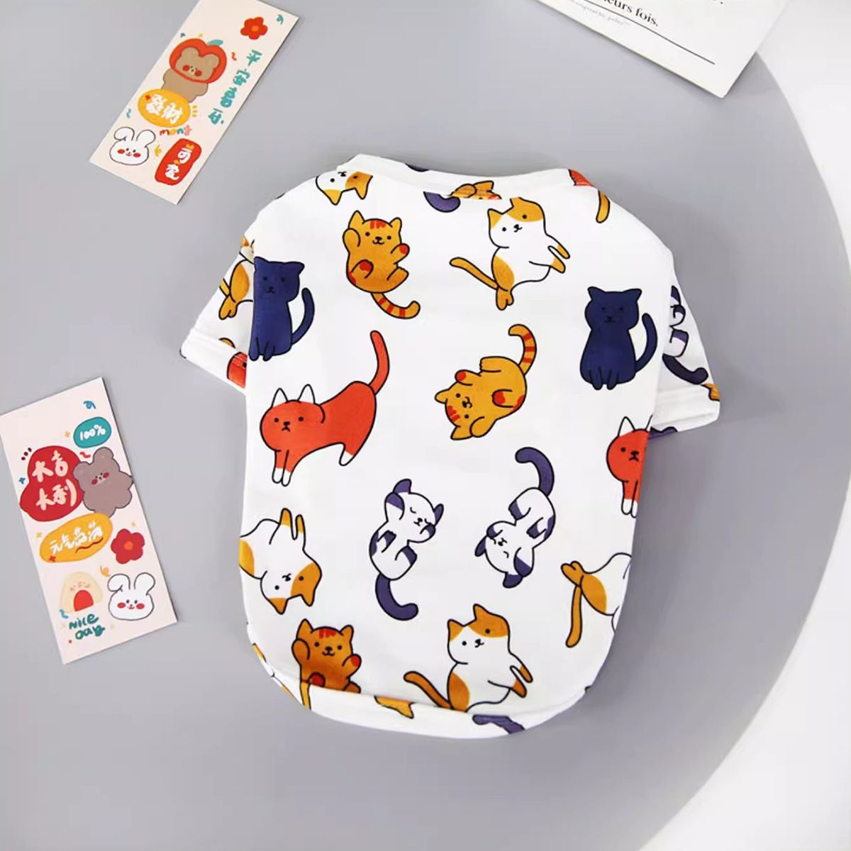 Spring And Summer New Kitten T-shirt Animal Print Card Love Dog Clothes Casual Pet Puppy Apparel_voghion.com