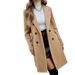 Elegante cappotto doppiopetto in lana da donna – Cappotto lungo invernale e autunnale con revers classico (marrone/rosa, S-XXL)_voghion.com