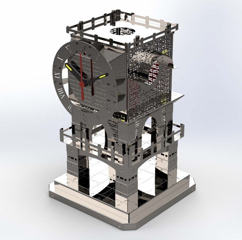 Master of Time desktop working clock tower DIY model kit_voghion.com