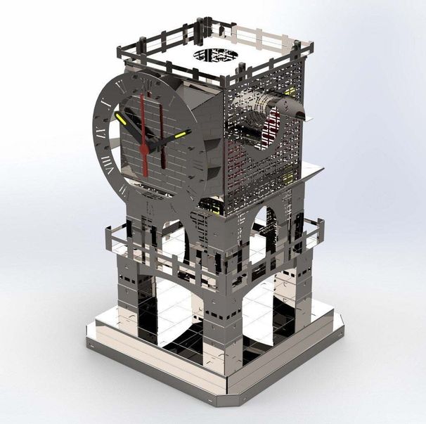 Master of Time desktop working clock tower DIY model kit_voghion.com