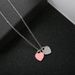 Ins Stainless Steel Necklace For Women, Simple, Personalized, Versatile, Drop Glue LOVE Double Heart-shaped Pendant,_voghion.com