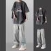 CT Summer Short Sleeve T-Shirt For Students, Men's Fashion Ins Style High Street Jeans Loose Two-Piece Set_voghion.com