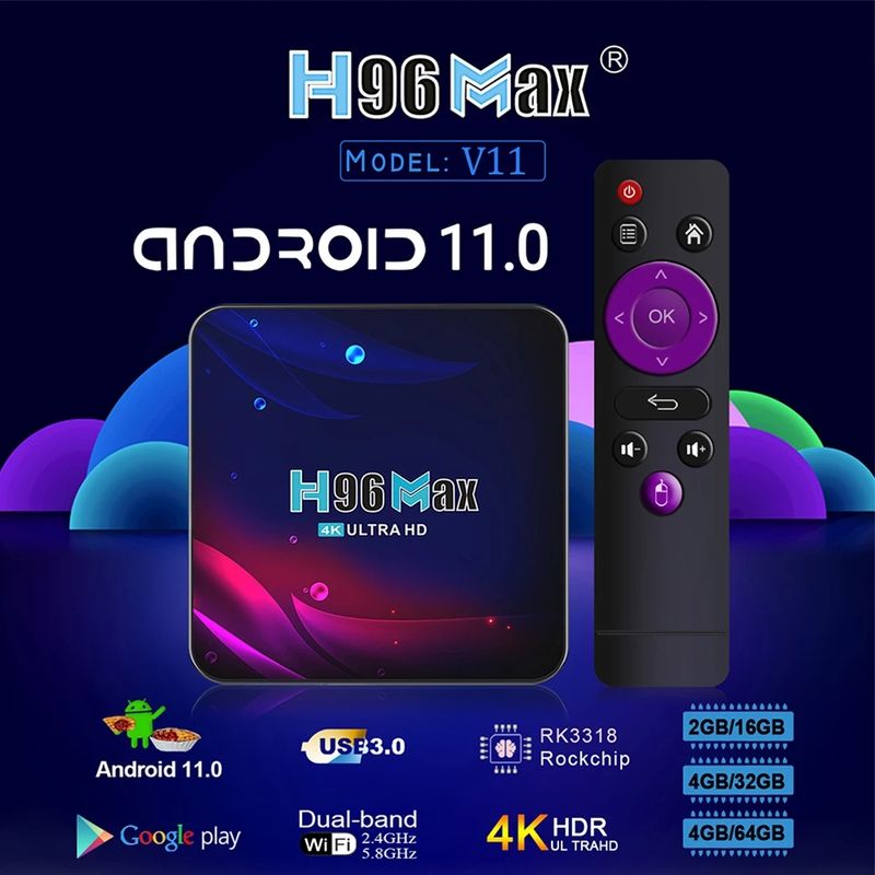H96 Smart TV Box Android 11 4K Hd Youtube Google Play 5G Wifi Bluetooth Receiver Media Player HDR USB 3.0 4G 32Gb 64Gb Tv Box_voghion.com