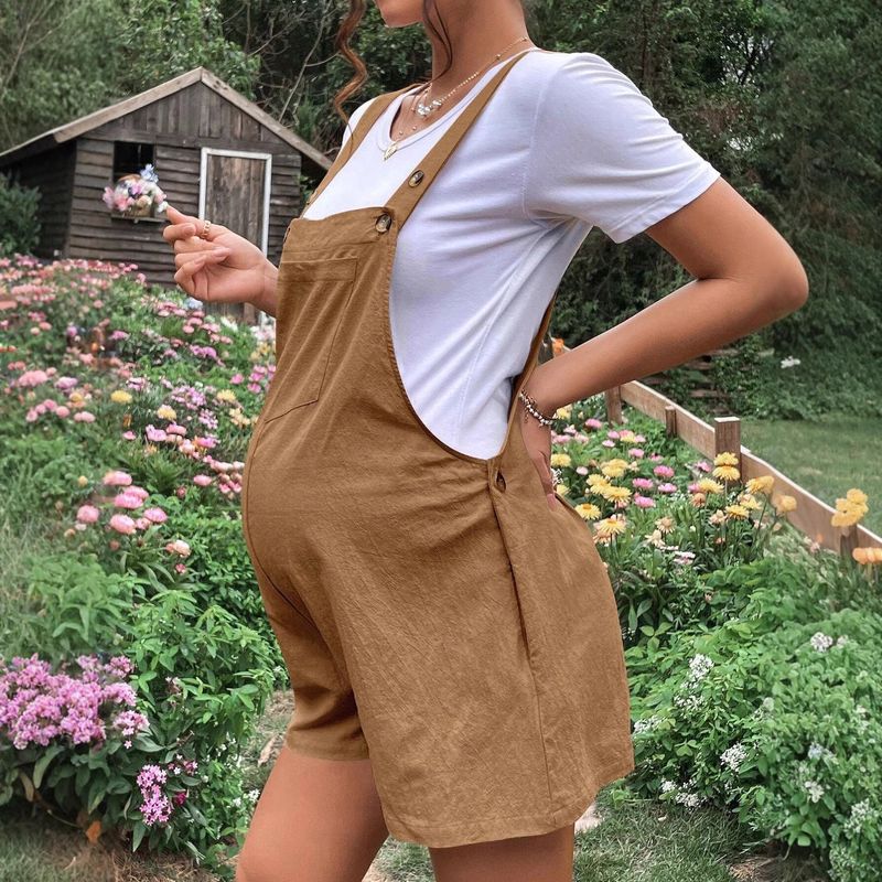 K Umstandshose; lässig, atmungsaktiv, verstellbarer Bund, mit Trägern, Shorts für Schwangere_voghion.com