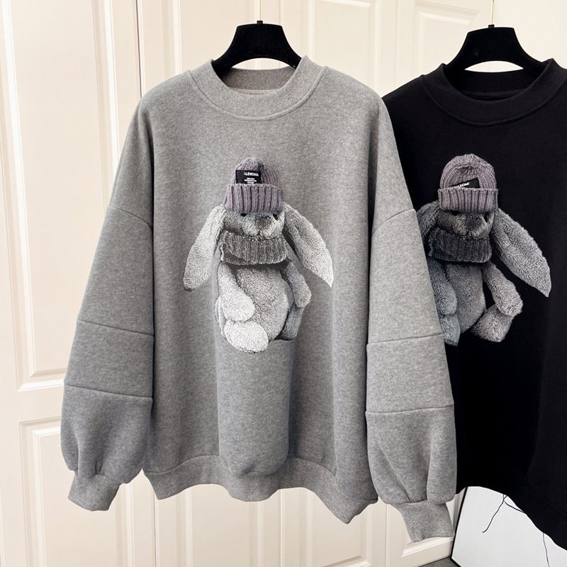 Koreaanse versie Ins2024 Nieuwe losse casual hoodie voor dames met dikke fleece en herfst/winter driedimensionale lange_voghion.com