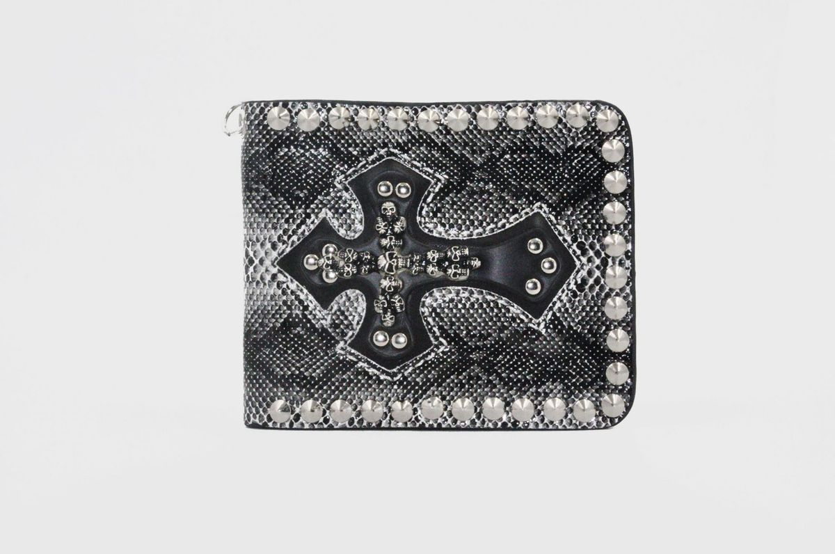 Men's Wallet Wallet Skull Snake Men's Bag Cross Rivet Punk Wallet_voghion.com