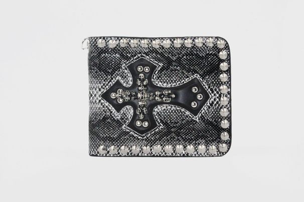 Men's Wallet Wallet Skull Snake Men's Bag Cross Rivet Punk Wallet_voghion.com
