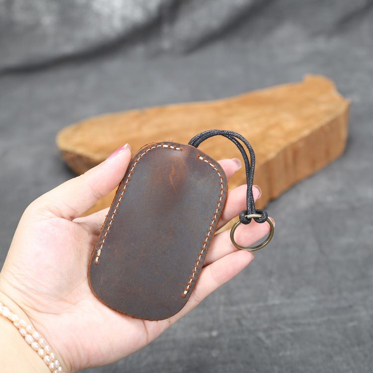 Neu Einfache Crazy Horse Leder Schlüssel Fall Erste Schicht Rindsleder Handgemachte Lanyard_voghion.com