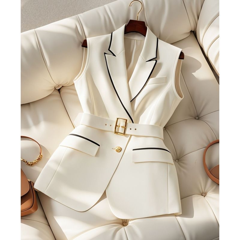 Women’s Clothing Unique And Stylish, White Button Collar Vest For Women, Super Good Looking In Early Autumn, Age Reducing, Regular Vest_voghion.com
