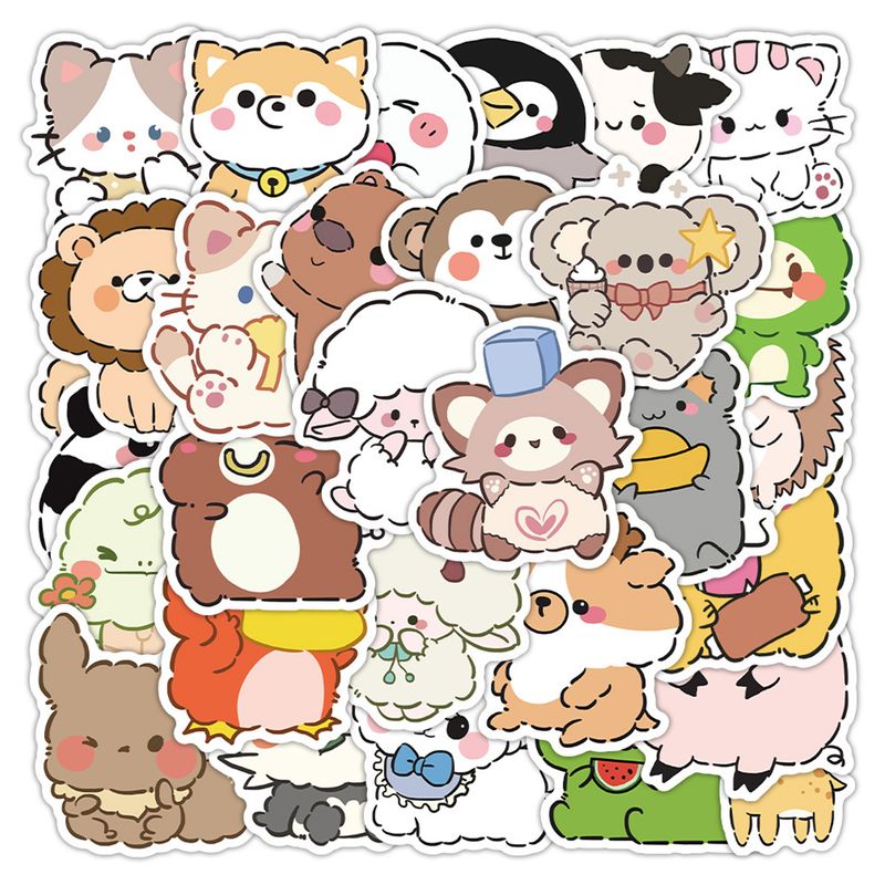 ToysMall 60 Pezzi Adesivi Cartoni Animati Simpatico Cane Leone Elefante Orso Maiale Fai da Te Vinile Arte PVC Valigia Bottiglia d'Acqua Adesivi per Album di Cancelleria Regalo_voghion.com