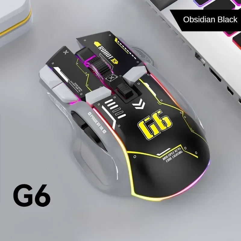 Mouse da gioco ricaricabile da tavolo ZIYOULANG G6 Wireless Bluetooth 1200DPI RGB con ritorno in un clic, accessori per giocatori_voghion.com