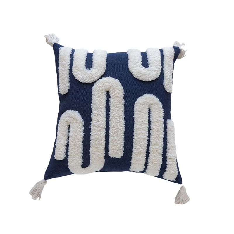 Federa per cuscino geometrica moderna - 45x45 cm, design boho chic con nappe, misto policotone per arredamento divano/letto (stile nordico)_voghion.com