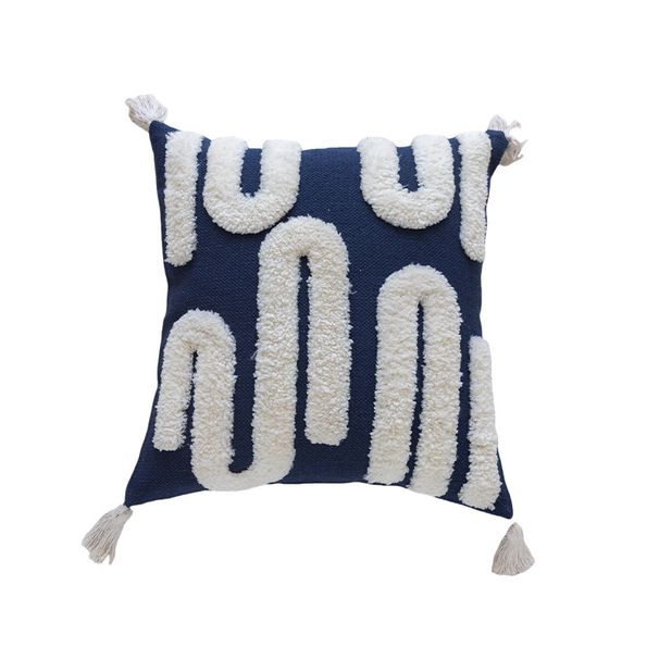 Federa per cuscino geometrica moderna - 45x45 cm, design boho chic con nappe, misto policotone per arredamento divano/letto (stile nordico)_voghion.com