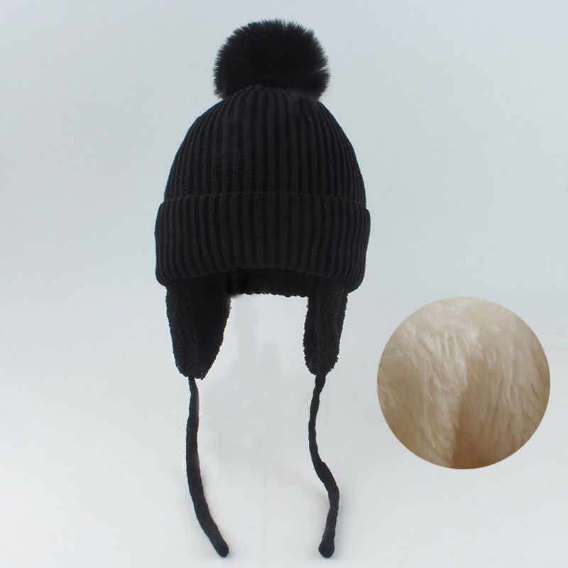 Cappello Lei Feng caldo, con fodera in pile, per bambini, autunno inverno, con palla di pelo, in tinta unita, con cartoni animati_voghion.com