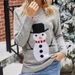 Damenbekleidung Pullover Weihnachts-Schneemann-Jacquard-Rundhalspullover für Damen_voghion.com