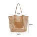 Women Beach Mesh Large Capacity Foldable Hollow Sandproof Solid Swimming Grocery Toys Travel Tote Bag Vacation Use_voghion.com