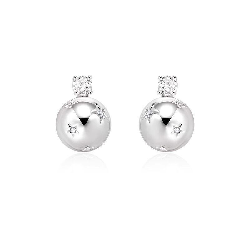 Orecchini da donna con squisiti diamanti a forma di sfera rotonda lucida, leggeri, di lusso, di alta qualità, con design alla moda e personalità, a forma di stella a cinque punte._voghion.com