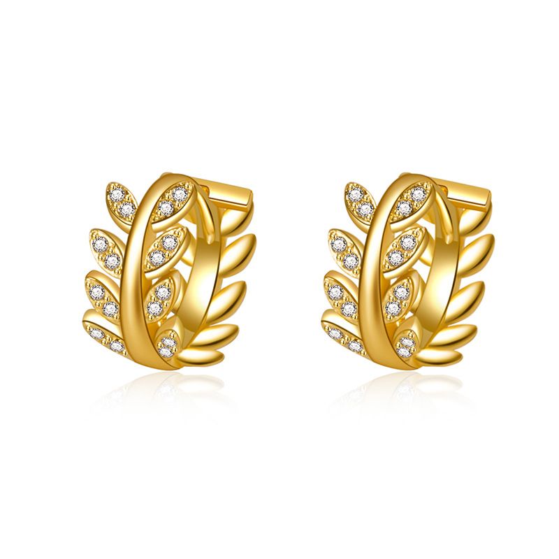 Popular leaf earrings gold earrings temperament Christmas earrings gift_voghion.com